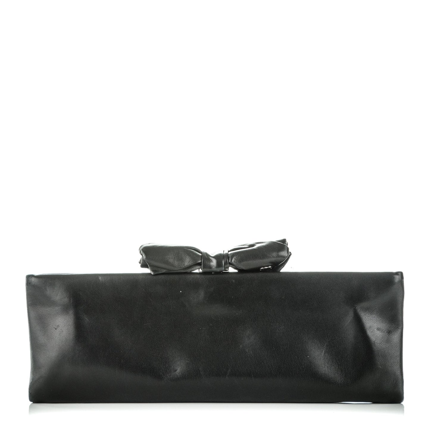 Lambskin Bow Clutch Black