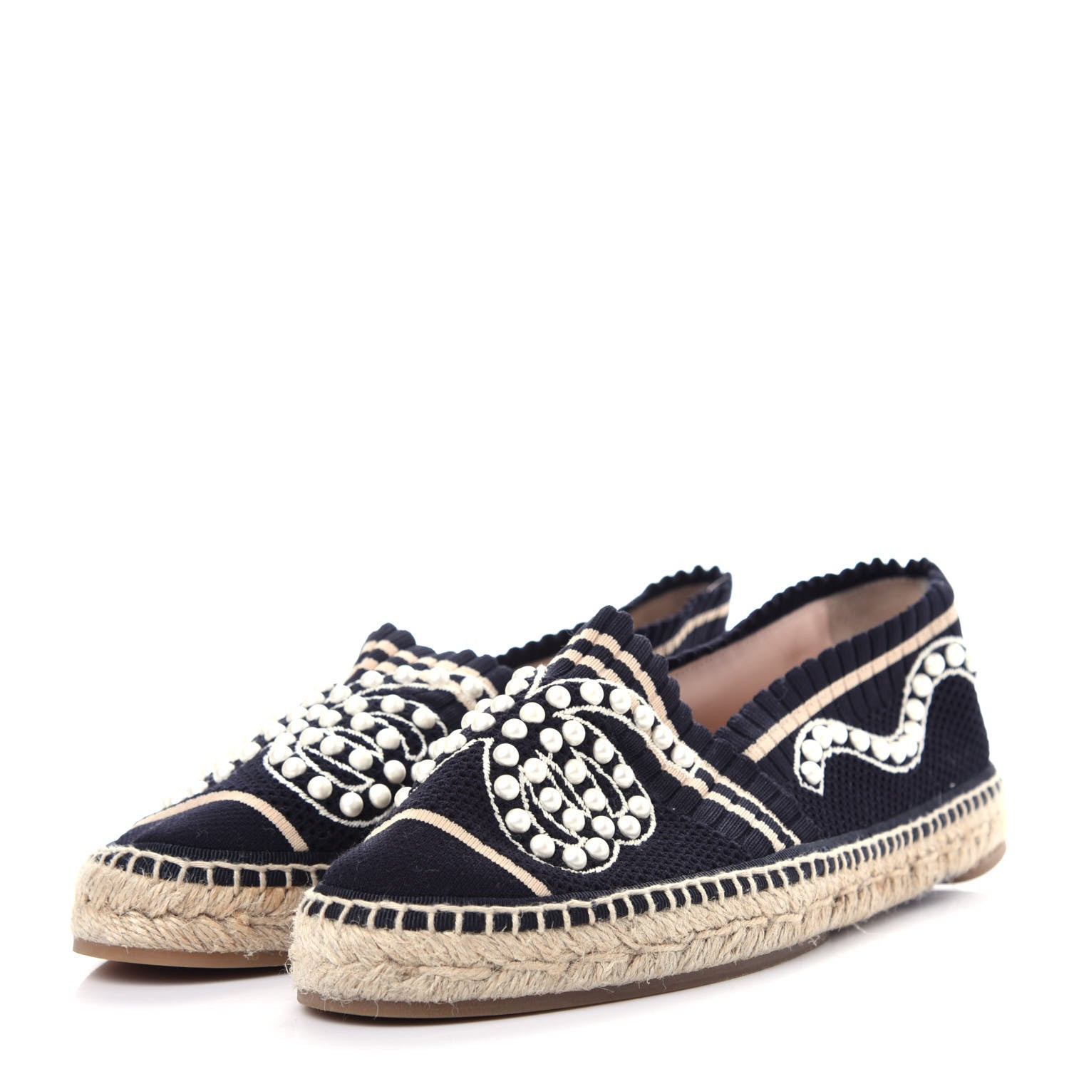Fendi Knit Pearlescent Espadrille 39.5 Black 3 of 9