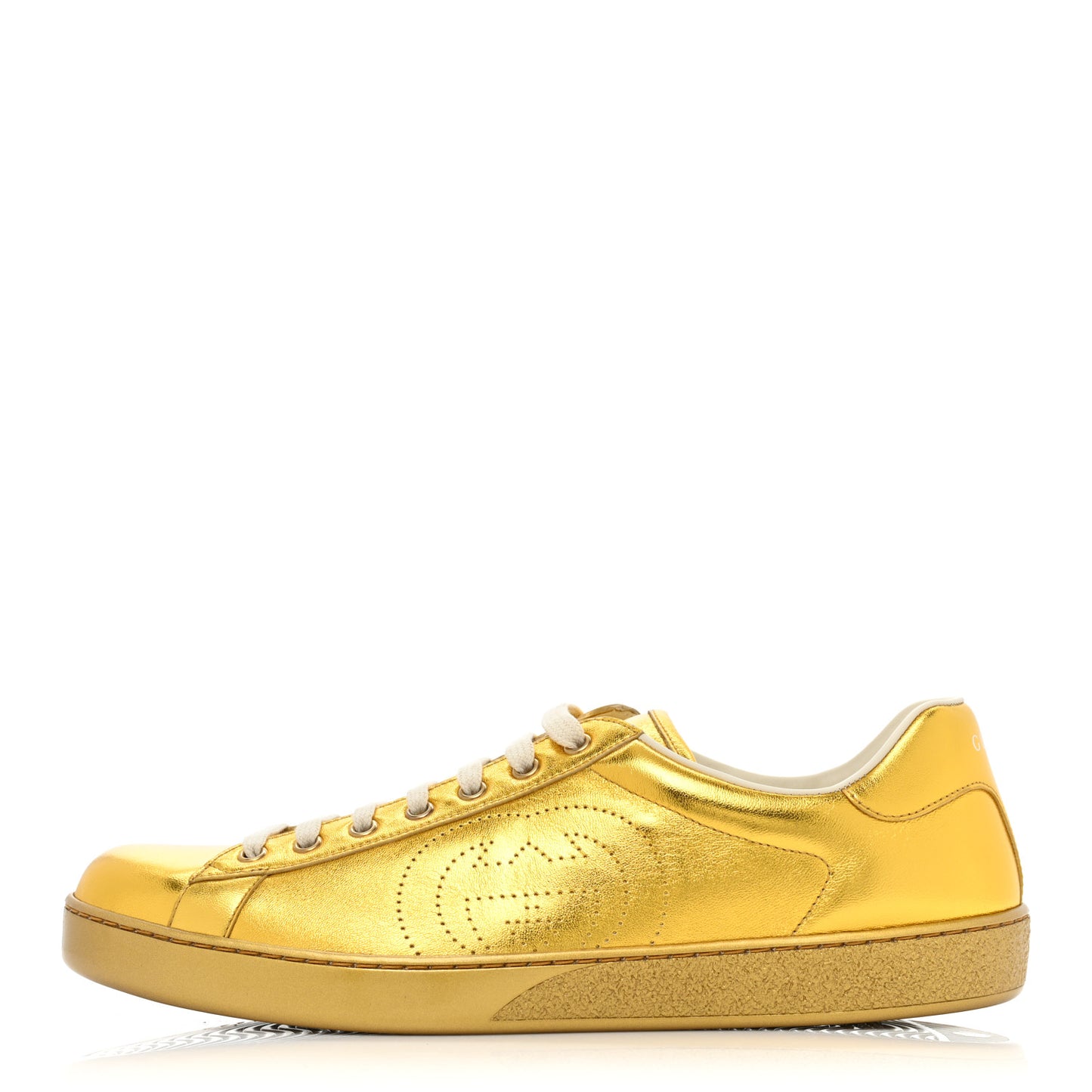 Metallic Nappa Interlocking G Perforated Mens Ace Sneakers 11.5 Oro Vecchio