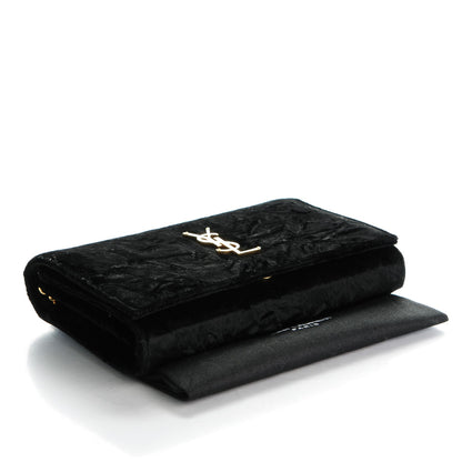 Saint Laurent Velvet Monogram Chain Wallet Black 3 of 8