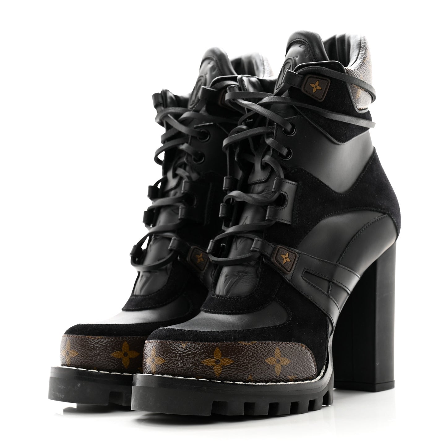 Patent Calfskin Monogram Star Trail Ankle Boots 37.5 Black