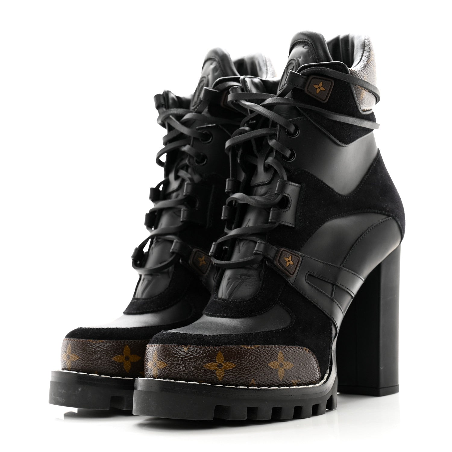 Louis Vuitton Patent Calfskin Monogram Star Trail Ankle Boots 37.5 Black 3 of 8