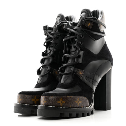 Louis Vuitton Patent Calfskin Monogram Star Trail Ankle Boots 37.5 Black 3 of 8