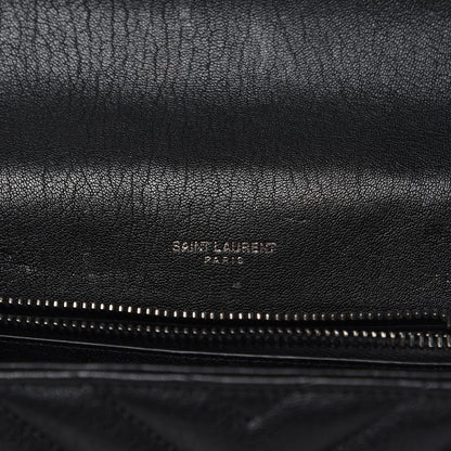 Saint Laurent Sheepskin Matelasse Chevron Monogram Medium College Bag Black 6 of 14