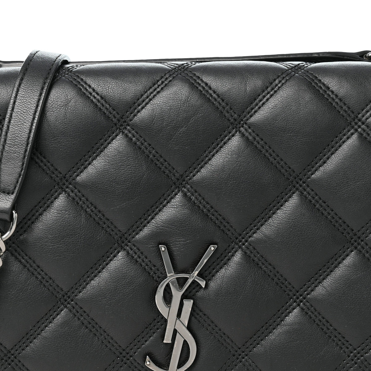 Lambskin Diamond Quilted Becky Chain Wallet Black
