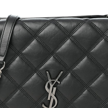 Saint Laurent Lambskin Diamond Quilted Becky Chain Wallet Black 7 of 10