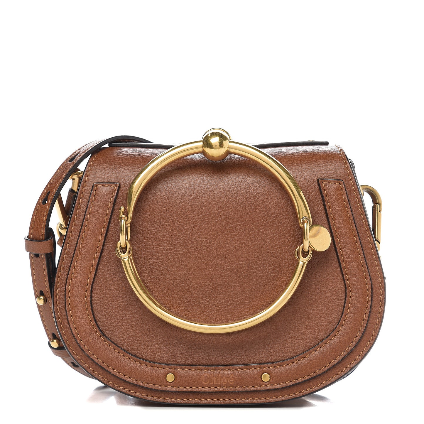 Calfskin Suede Small Nile Bracelet Bag Caramel