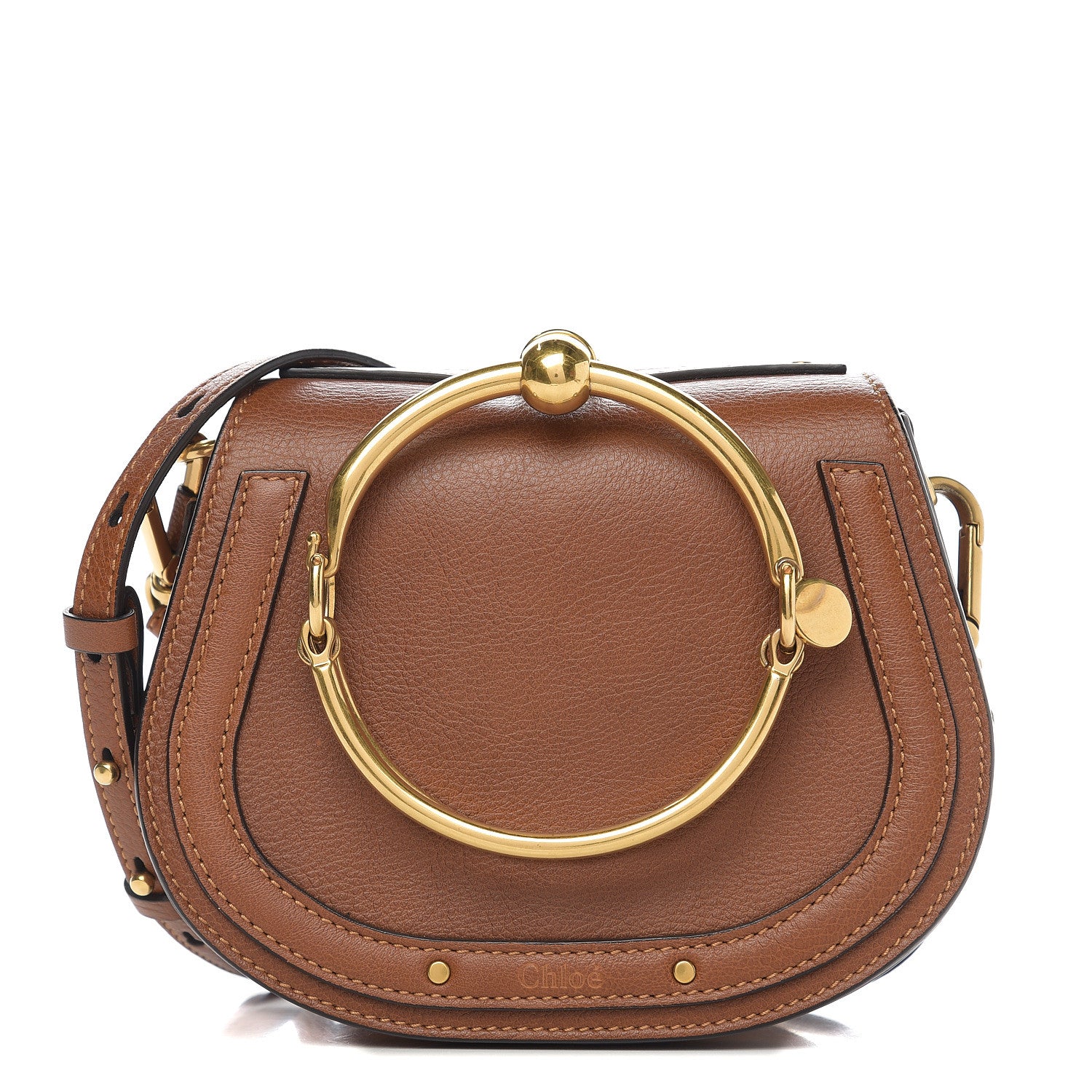 Chloe Calfskin Suede Small Nile Bracelet Bag Caramel 1 of 8
