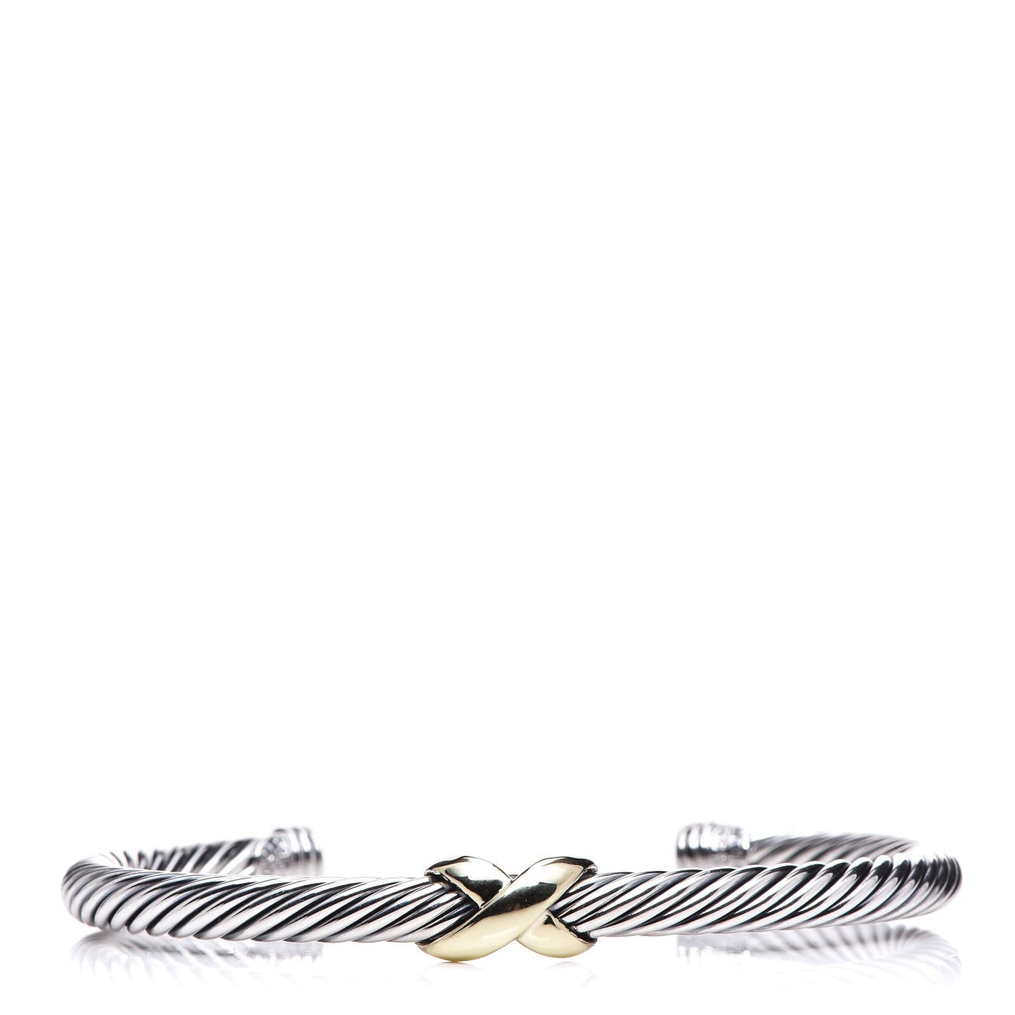 Sterling Silver 14K Yellow Gold 5mm X Station Cable Bracelet