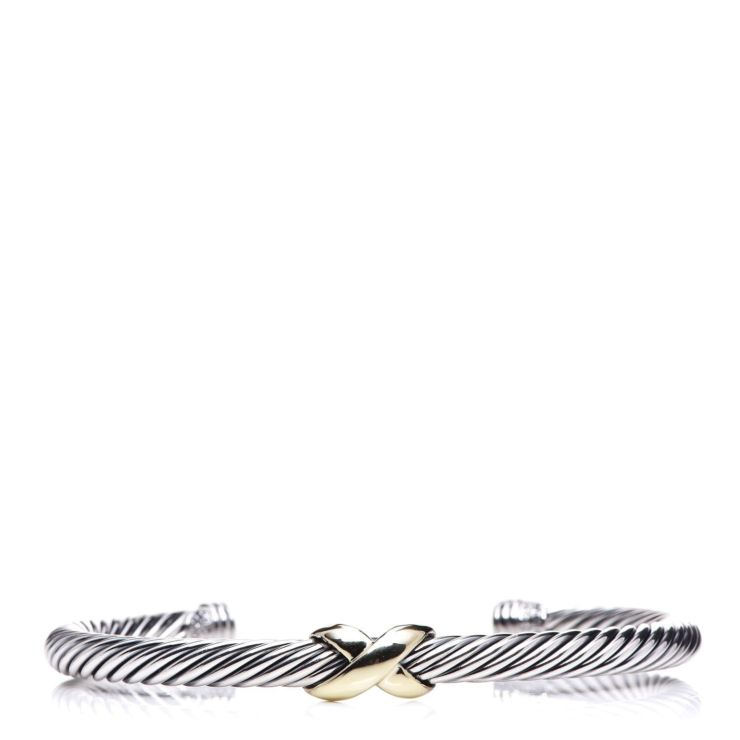 David Yurman Sterling Silver 14K Yellow Gold 5mm X Station Cable Bracelet 1 of 5