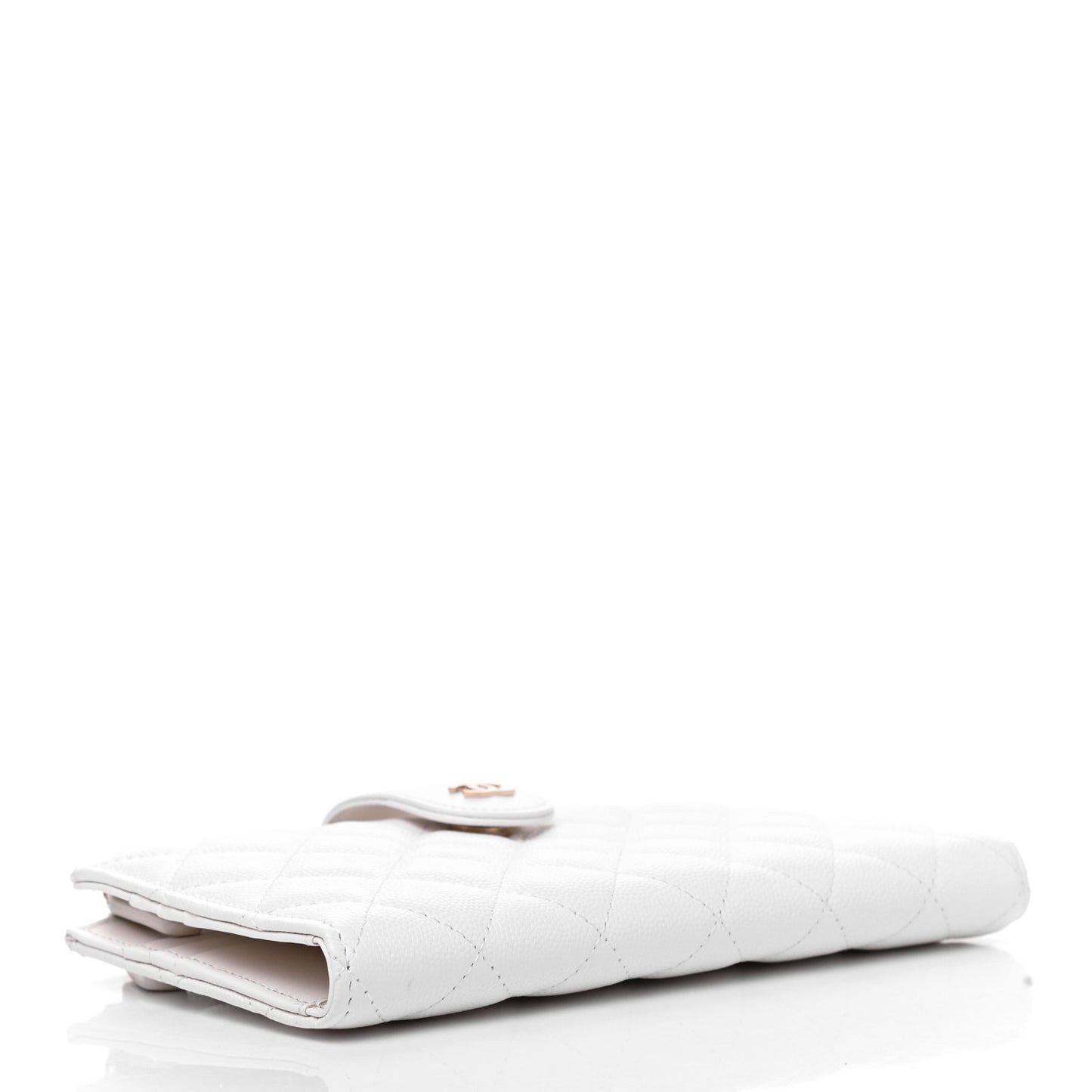 Caviar Quilted Long Zipped Wallet White