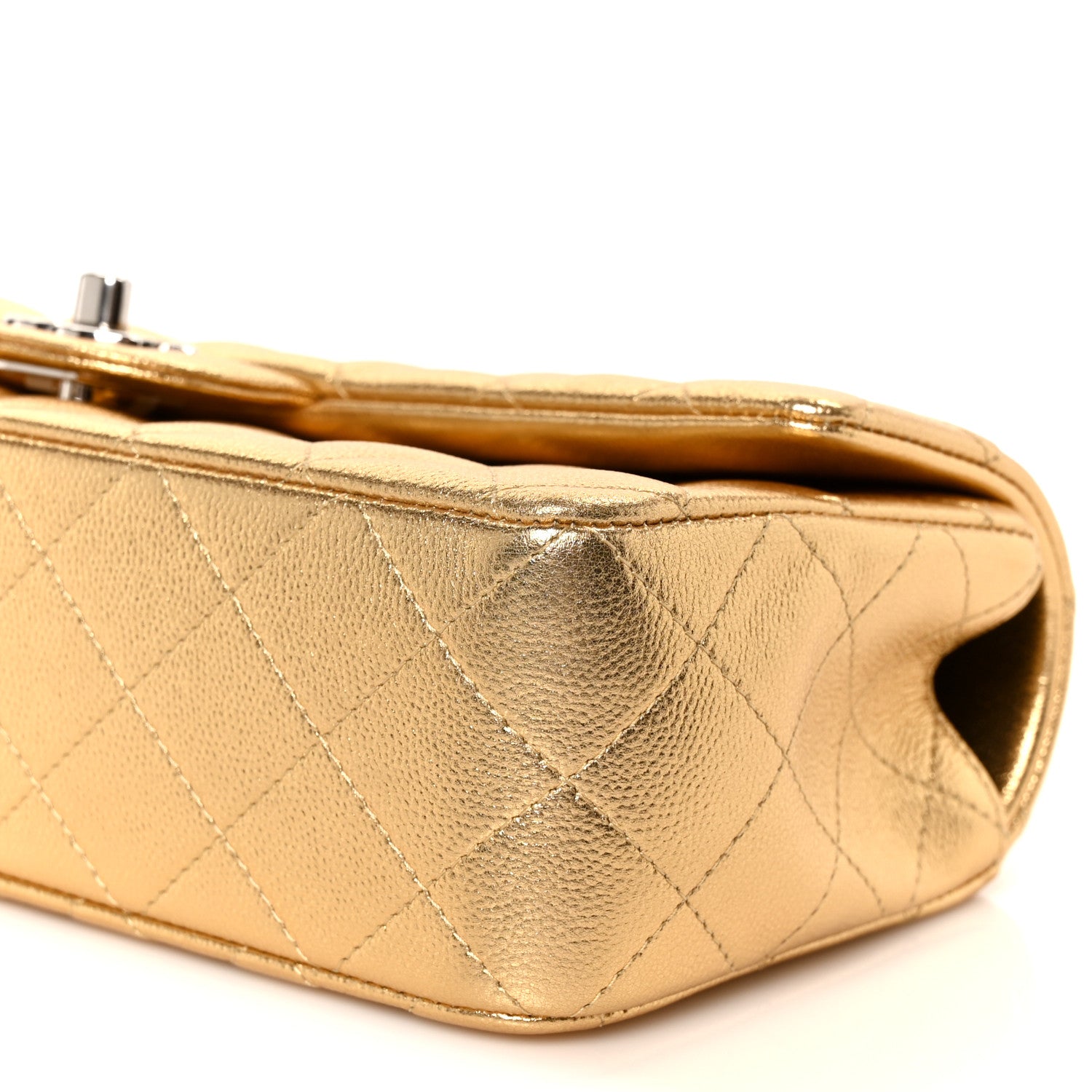 Chanel Metallic Caviar Quilted Top Handle East West Flap Gold 11 of 12