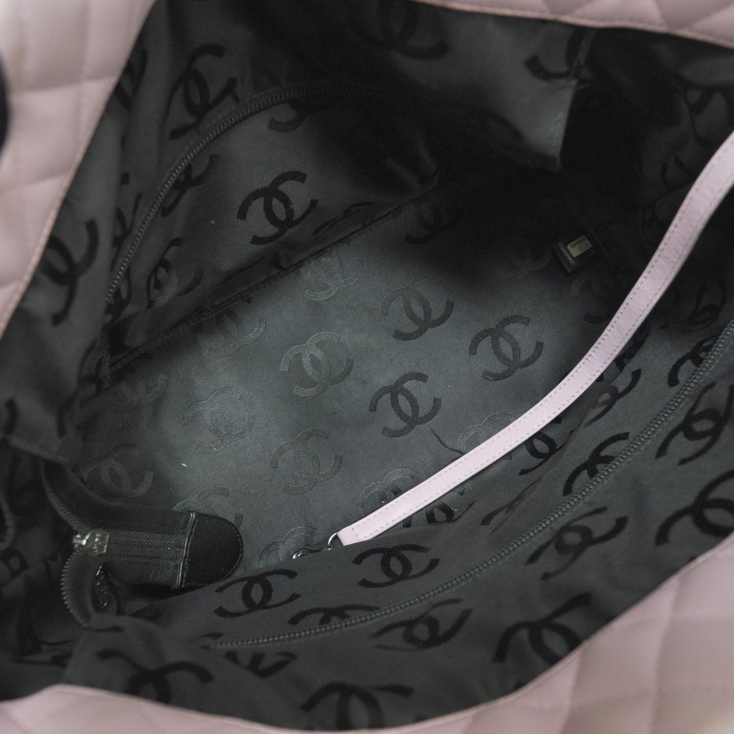 Calfskin Quilted Large Cambon Tote Pink Black