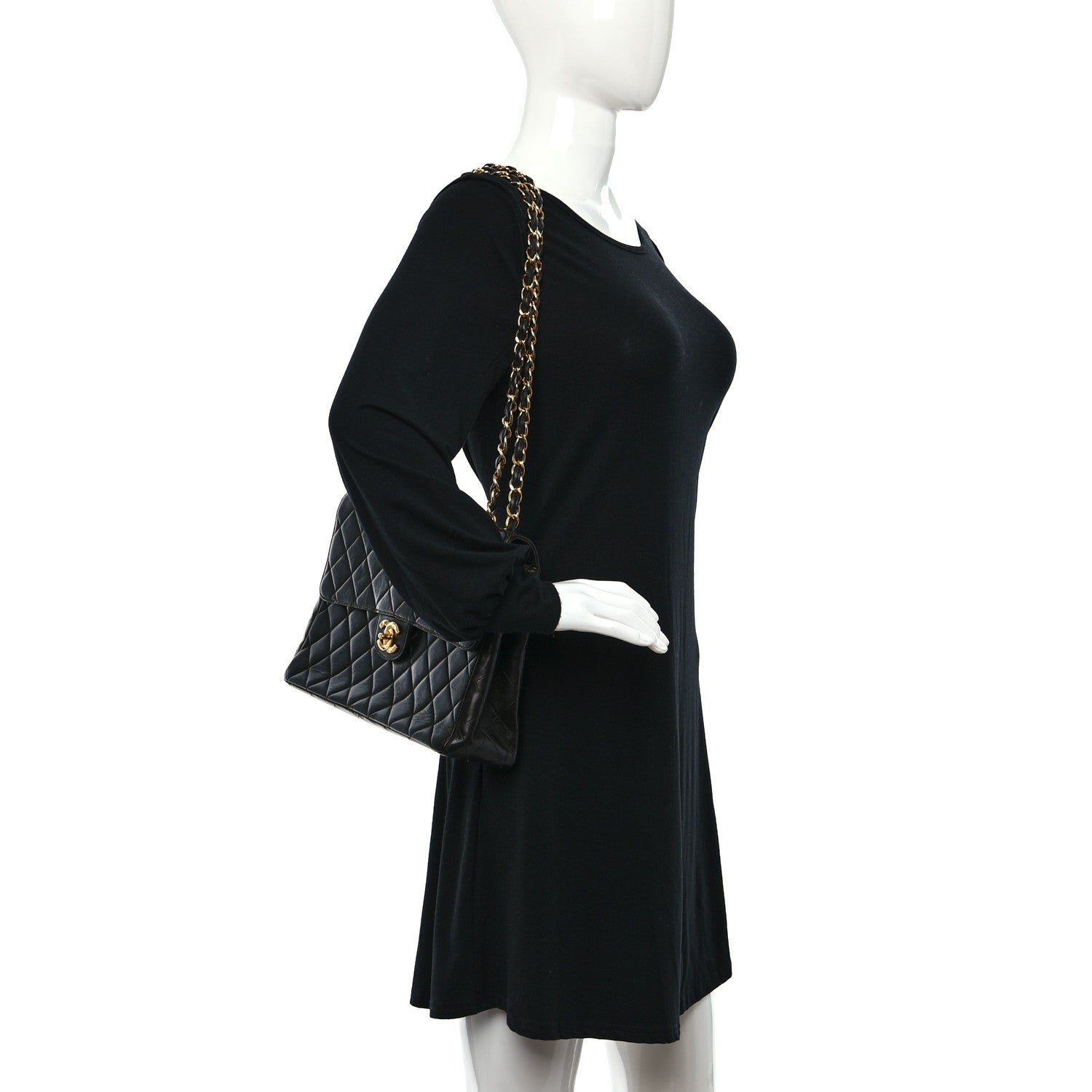 Chanel Lambskin Quilted Jumbo Single Flap Black 2 of 9