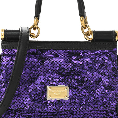 Dolce & Gabbana Sequin Small Miss Sicily Satchel Purple 7 of 9