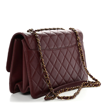 Chanel Sheepskin Quilted Large Beauty Lock Flap Burgundy 3 of 12