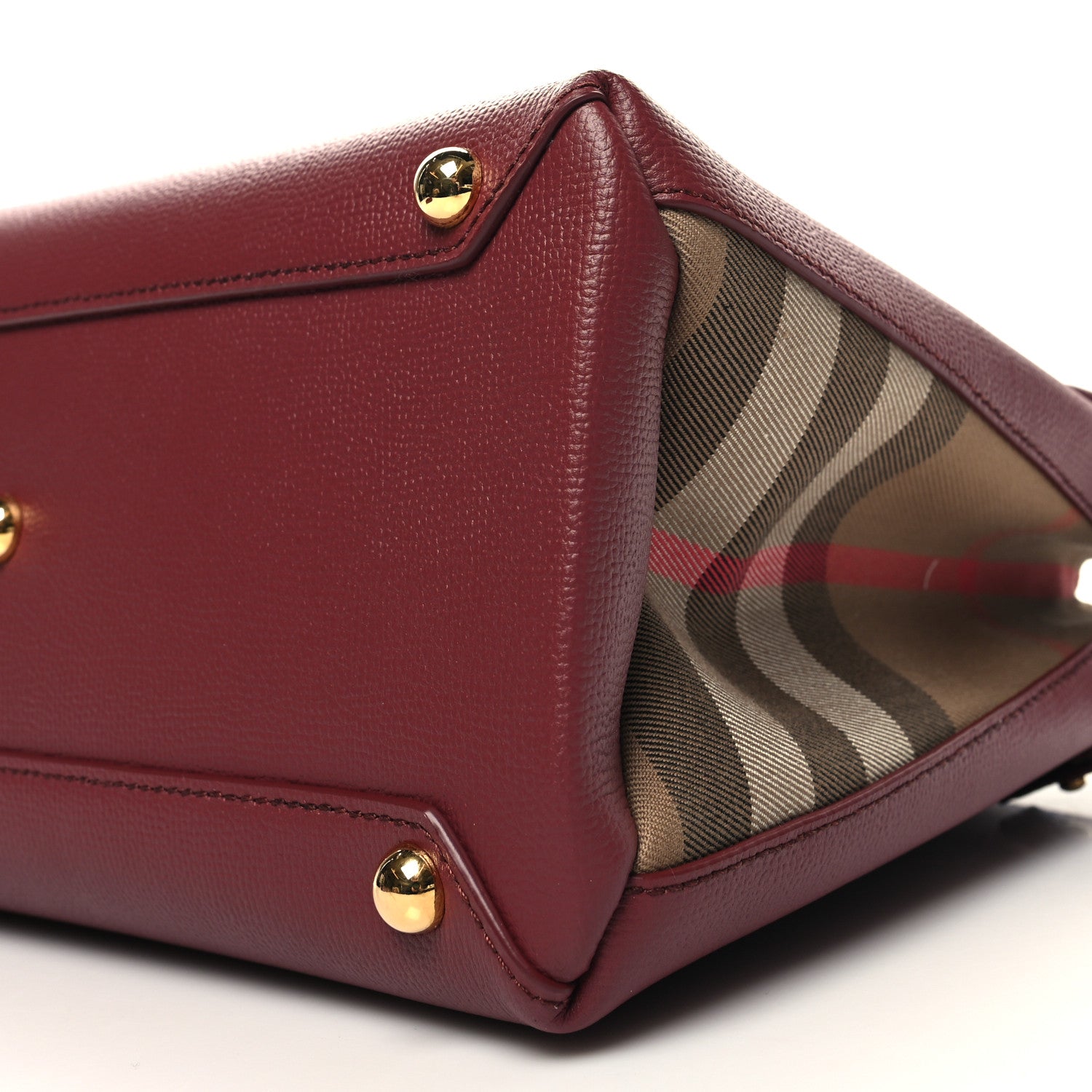 Burberry Grainy Calfskin House Check Medium Banner Tote Crimson 10 of 10