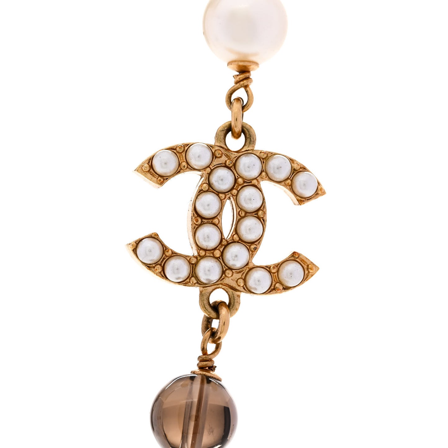 Pearl Bead CC Choker Necklace Gold Pearly White Black