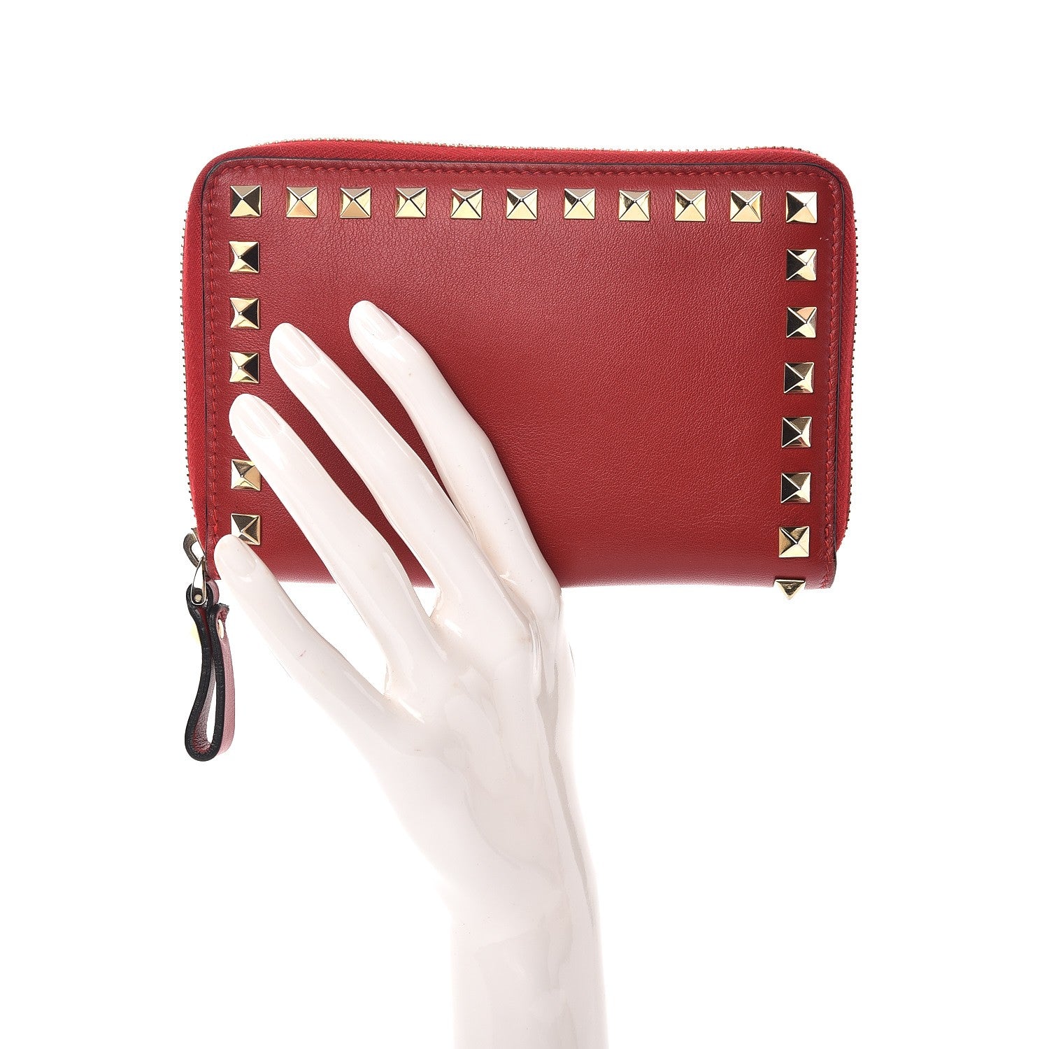 Valentino Garavani Calfskin Medium Rockstud Organizer Zip Around Wallet Rosso Valentino 2 of 10