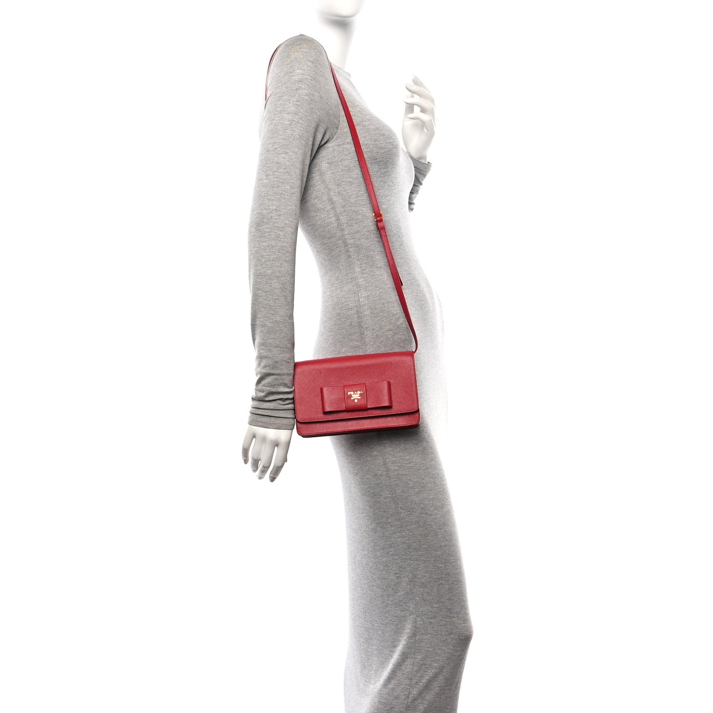 Saffiano Fiocco Bow Flap Wallet Rosso