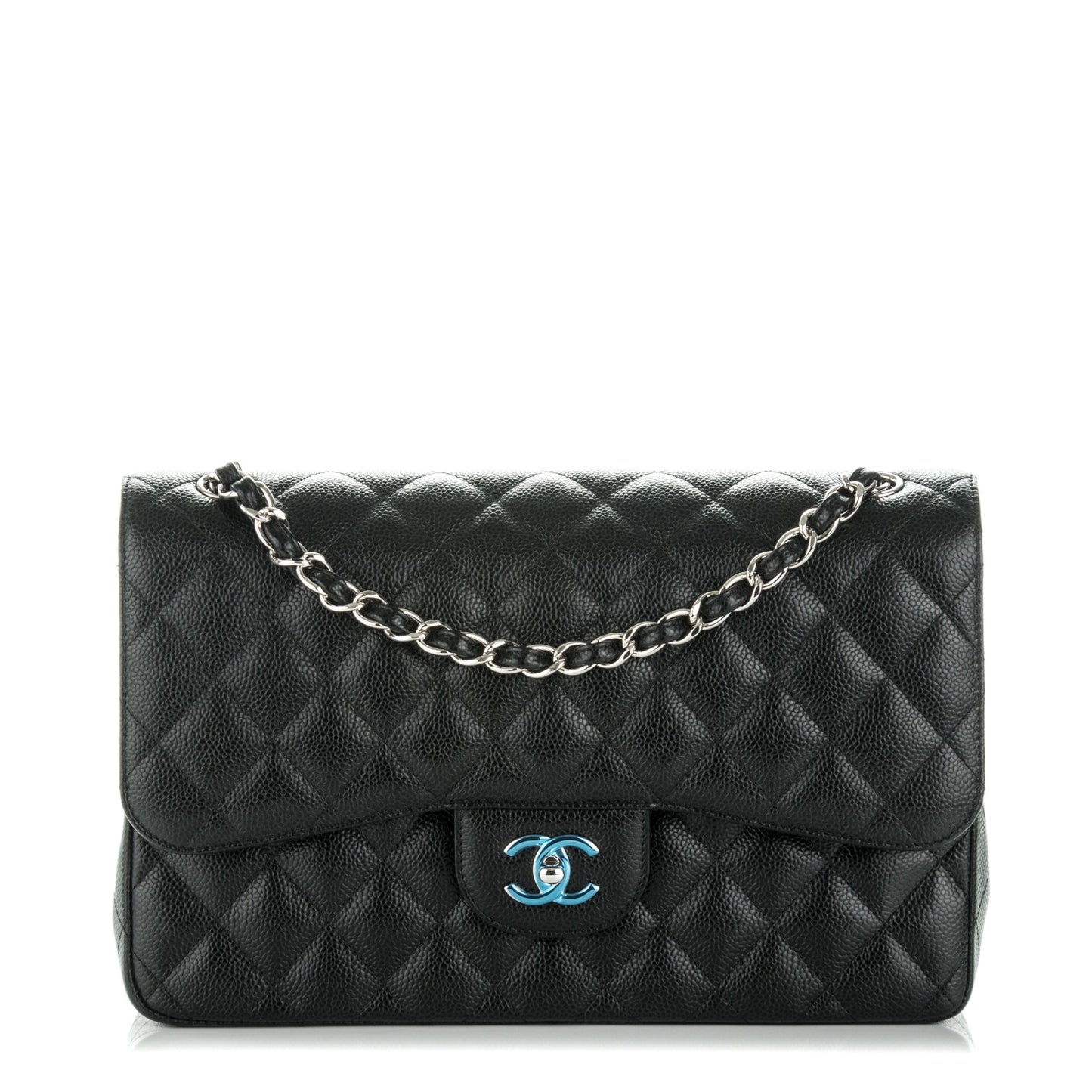 Caviar Quilted Jumbo Double Flap Black
