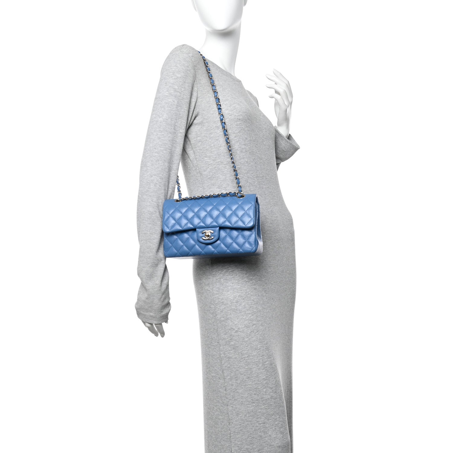Chanel Caviar Quilted Small Double Flap Blue 2 of 10