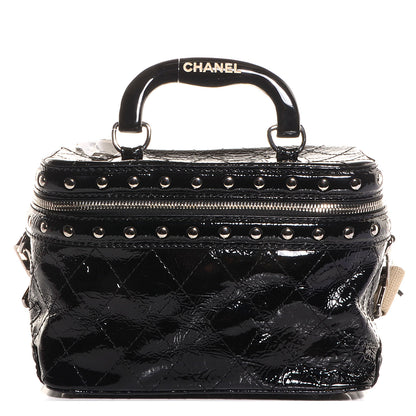 Chanel Distressed Patent Leather Studded Train Case Black 1 of 7