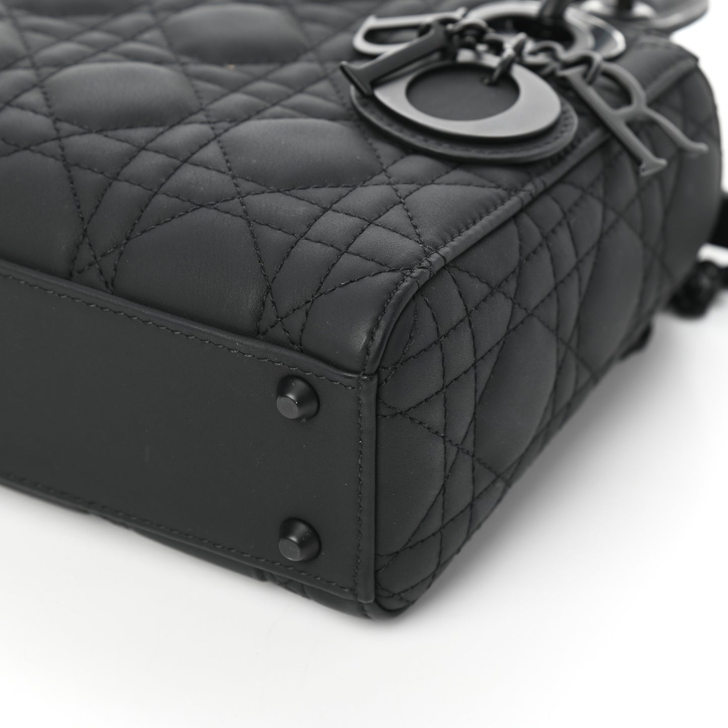 Ultra Matte Calfskin Cannage Mini Lady Dior Black