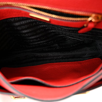 Prada Vitello Daino Double Buckle Messenger Bag Rosso 5 of 10
