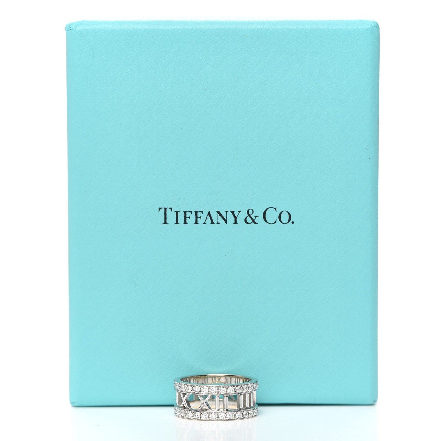 Tiffany 18K White Gold Diamond Wide Atlas Open Ring 54 7 5 of 5