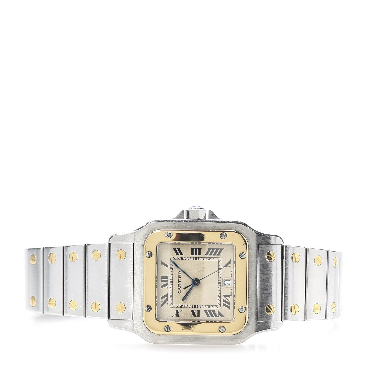 Cartier Stainless Steel 18K Yellow Gold 29mm Santos De Galbee Quartz Watch 3 of 6