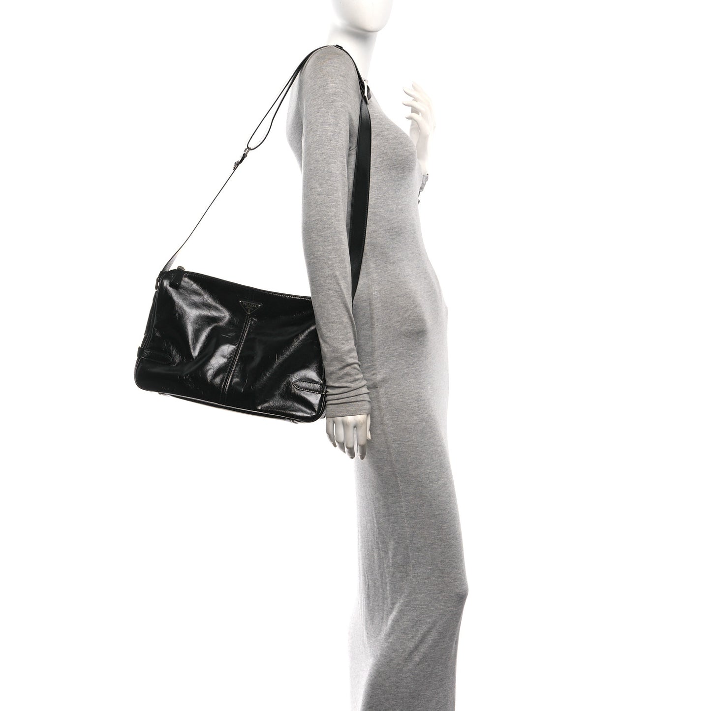 Vitello Shine Shoulder Bag Black