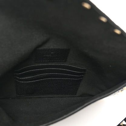 Valentino Garavani Pebbled Calfskin Medium Rockstud Envelope Flat Wristlet Pouch Black 5 of 8