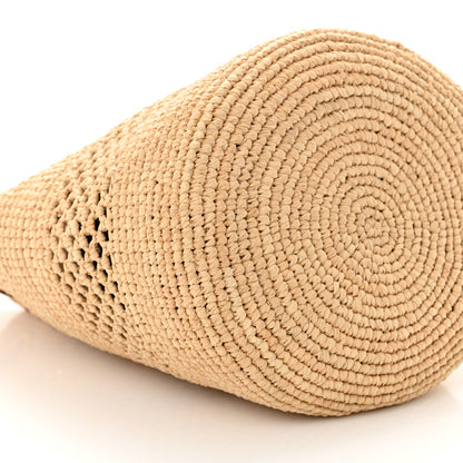 Celine Raffia Woven Clara Drawstring Bucket Bag Natural Tan 8 of 9