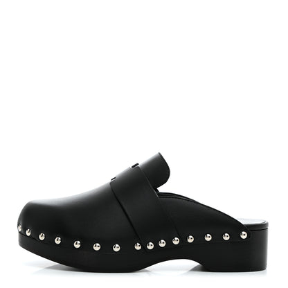 Hermes Calfskin Calya Mules 35 Black 1 of 8