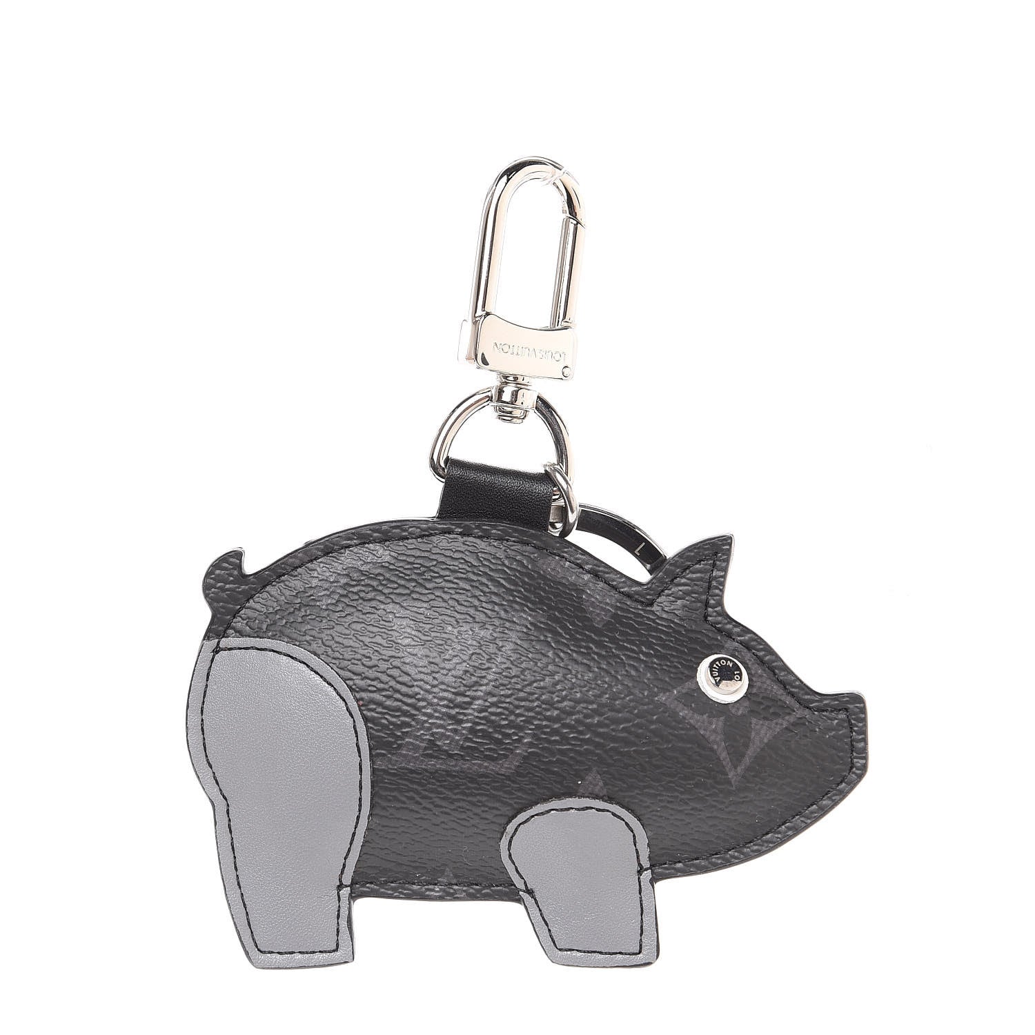 Louis Vuitton Calfskin Monogram Eclipse Pig Bag Charm Key Holder 1 of 2
