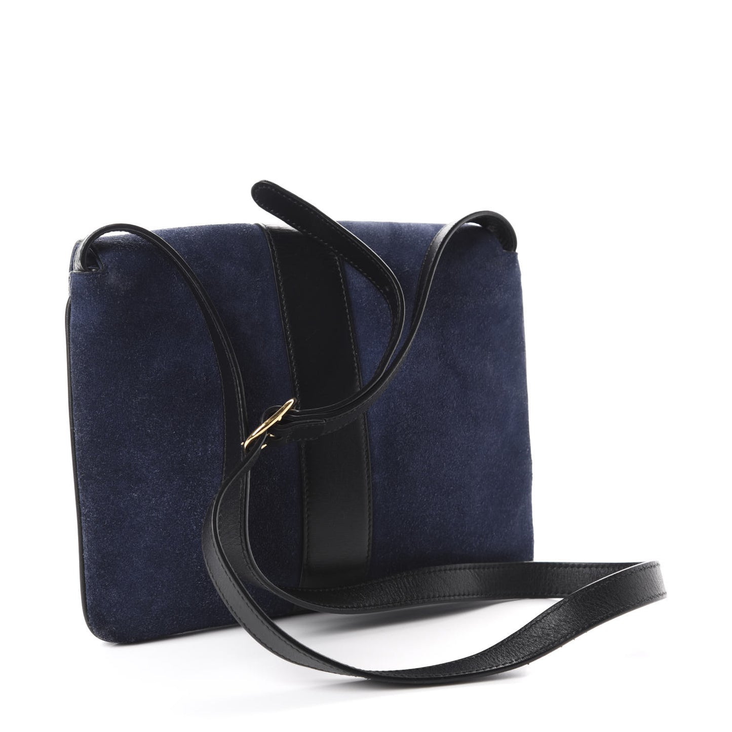 Suede Medium Arli Flap Shoulder Bag Blue Ink Black