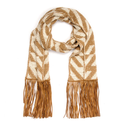 Hermes Cashmere Knit Lambskin Fringe Scarf 1 of 5