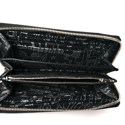 Balenciaga Calfskin Classic Silver Hardware Printed Tattoo Everyday Continental Zip Around Wallet Black 5 of 11