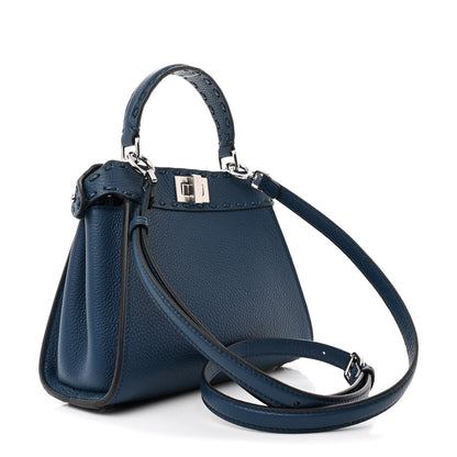 Fendi Cuoio Romano Selleria Macro Stitchings Mini Peekaboo Iconic Satchel Placca Argento 3 of 11