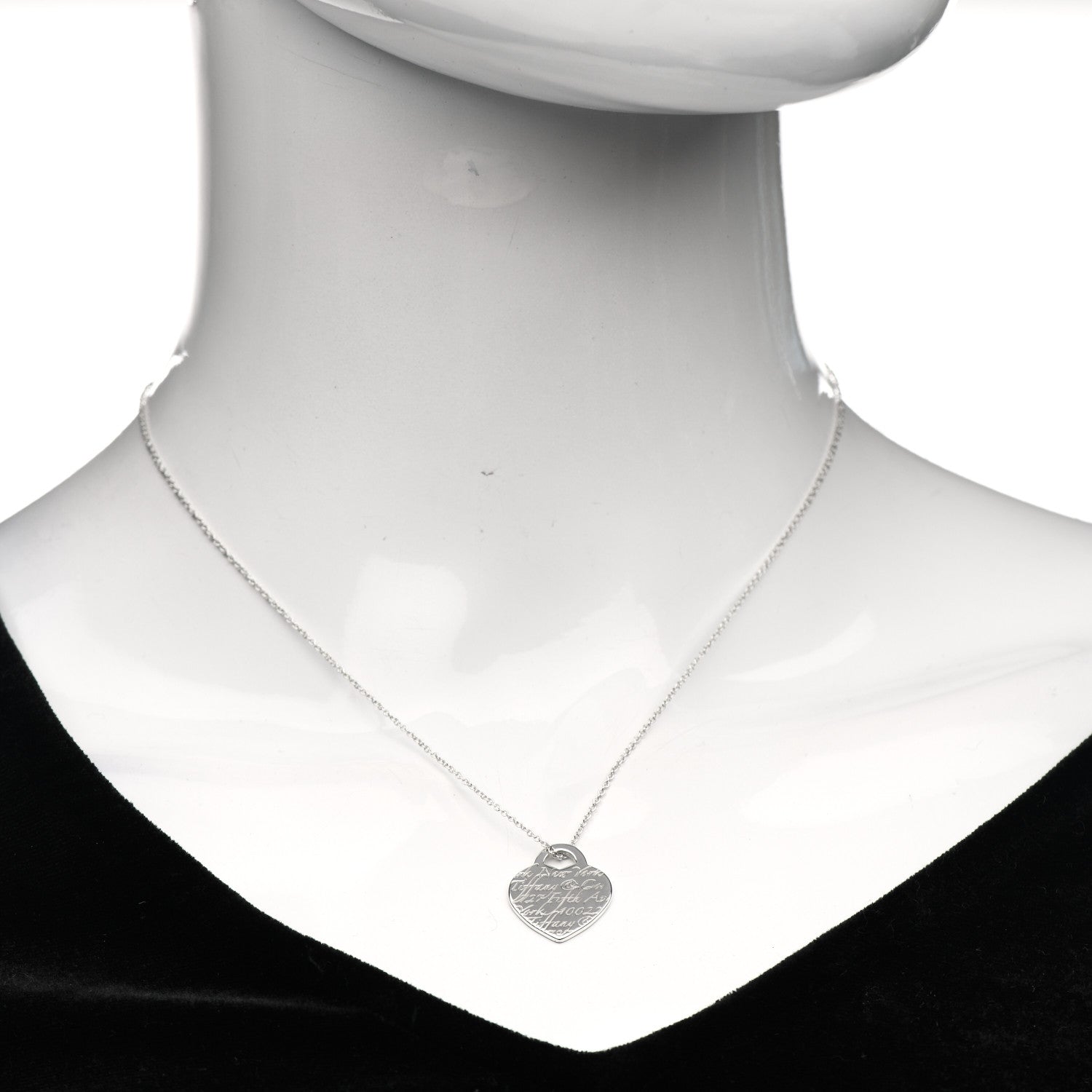 Tiffany Sterling Silver Notes Heart Tag Charm Necklace 2 of 6