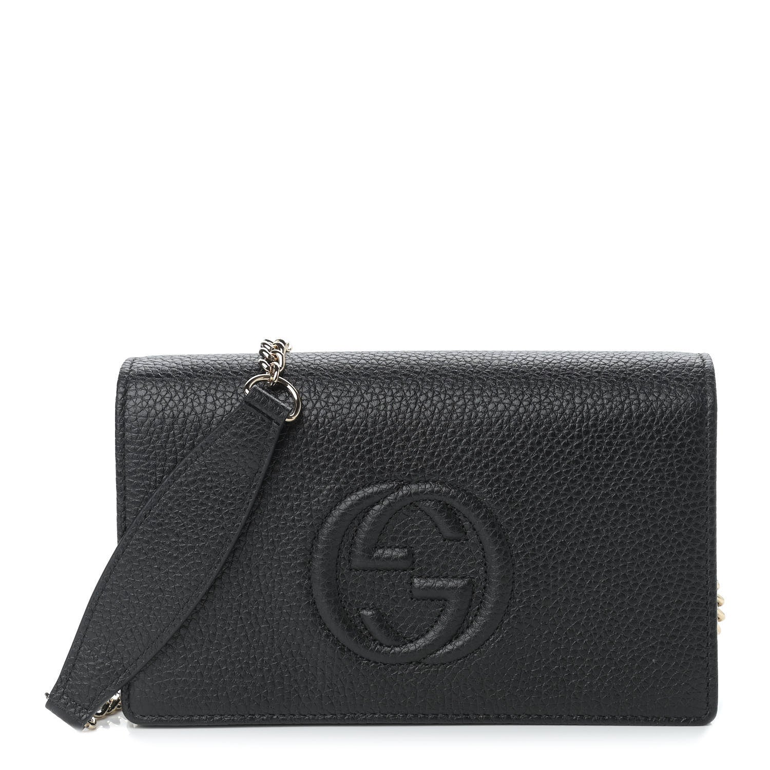 Gucci Pebbled Calfskin Soho Wallet on Chain Black 1 of 8