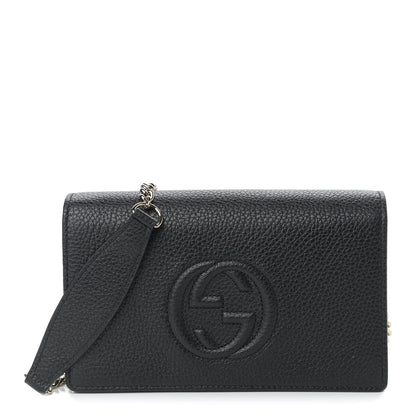 Gucci Pebbled Calfskin Soho Wallet on Chain Black 1 of 8