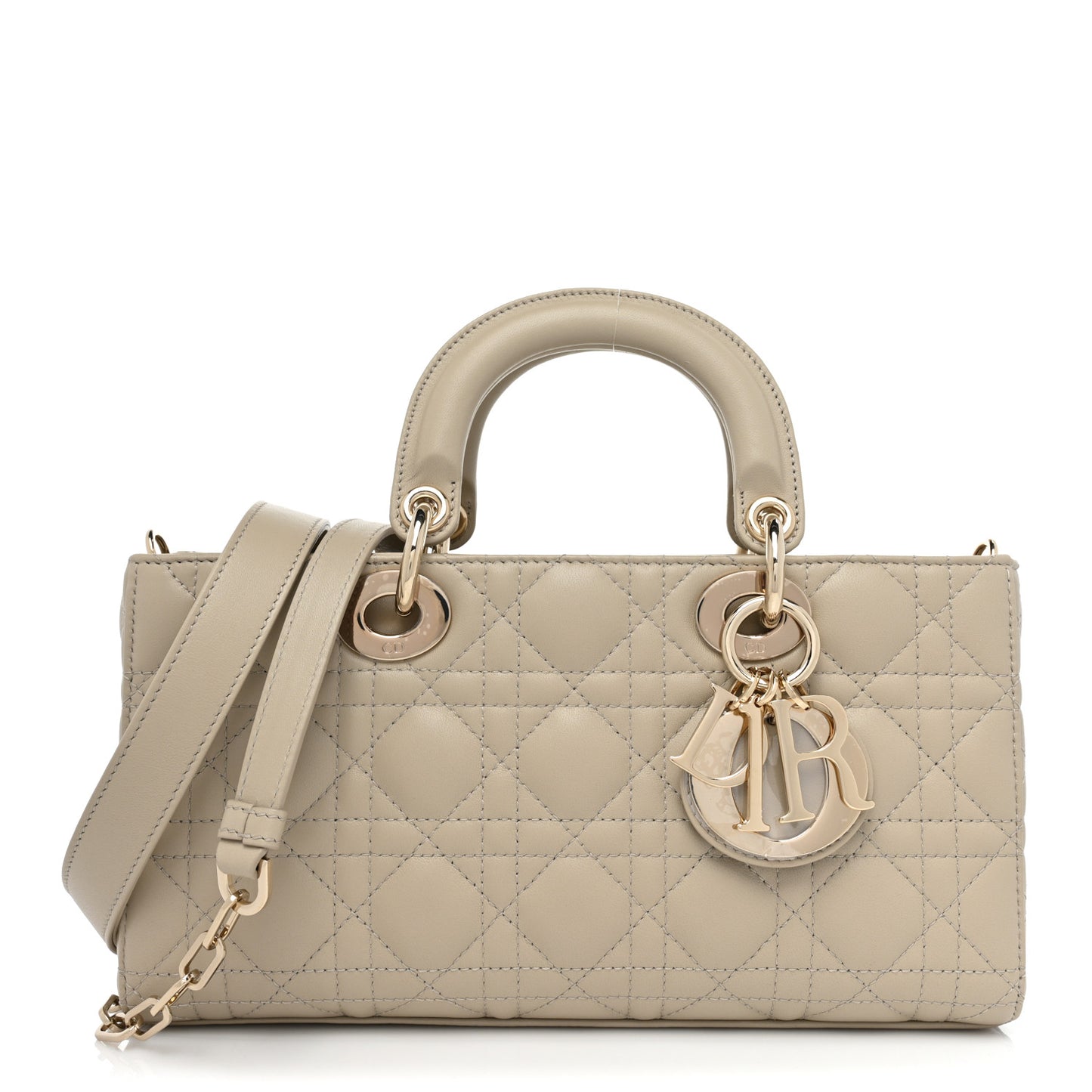 Lambskin Cannage Medium Lady D-Joy Sand