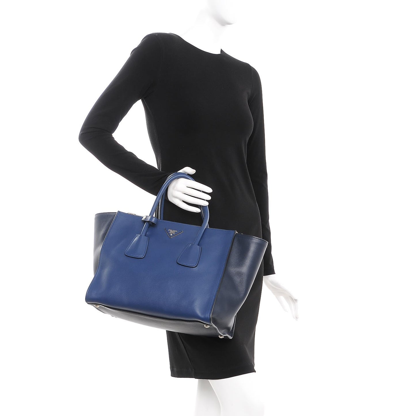 City Calf Bi-Color Twin Pocket Tote Bleuette Baltico
