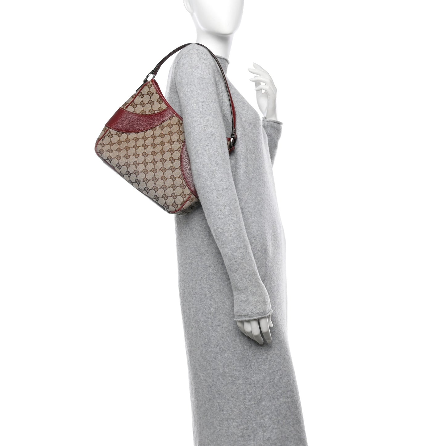 Monogram Calfskin Shoulder Bag Hobo Red