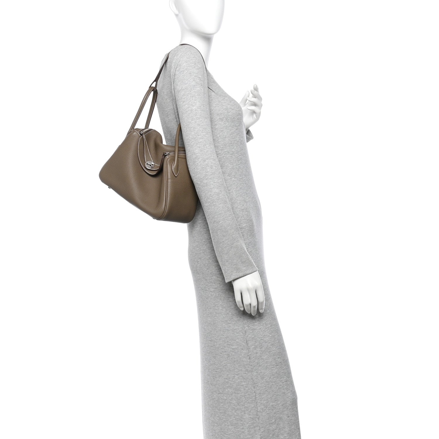 Hermes Taurillon Clemence Lindy 26 Etoupe 2 of 11