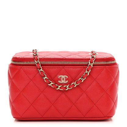 Chanel Caviar Quilted Small Vanity Case With Chain Red 1 of 12