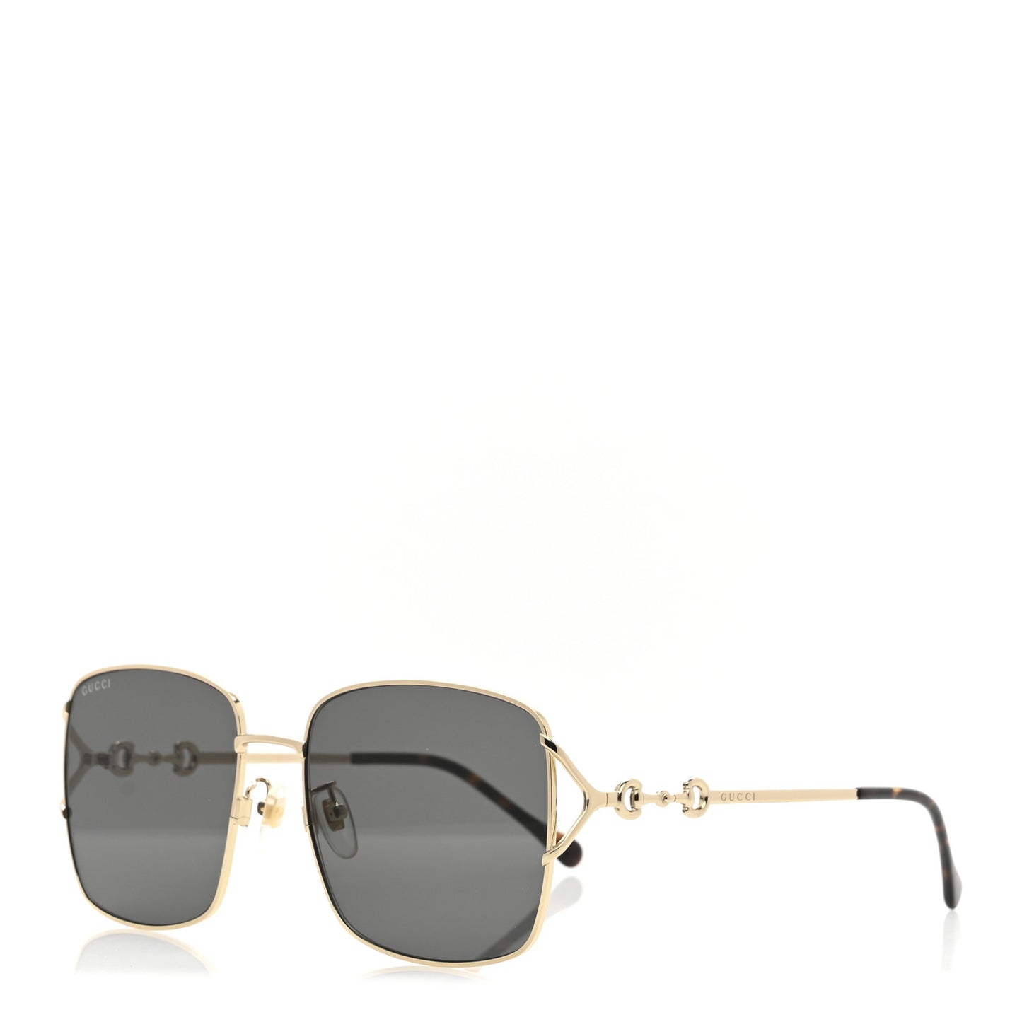 Metal Horsebit Square Frame Sunglasses GG1018SK Gold