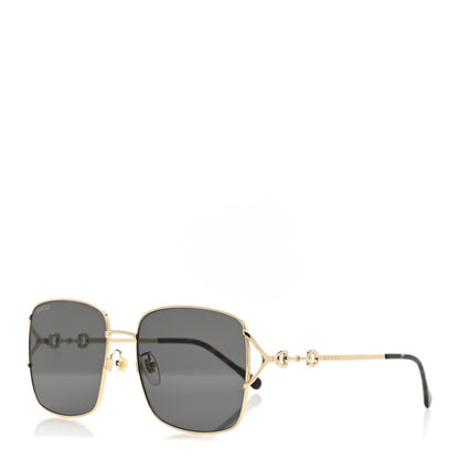 Gucci Metal Horsebit Square Frame Sunglasses GG1018SK Gold 1 of 8